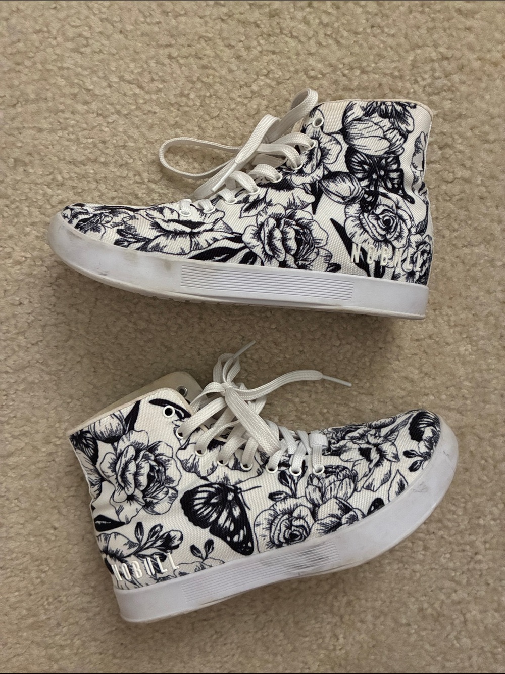 NOBULL High-Top Sneakers with Black Floral & Butterfly Print
